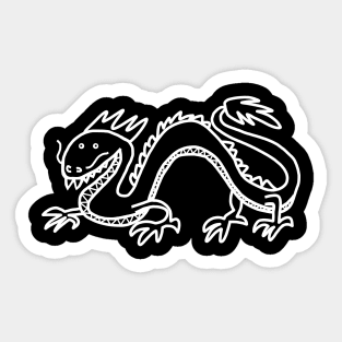 Dragon White Line Drawing Sticker